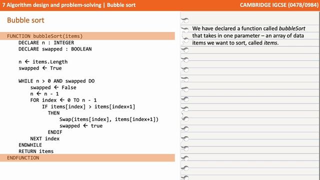 81. CAMBRIDGE IGCSE (0478-0984) 7 Bubble sort смотреть онлайн