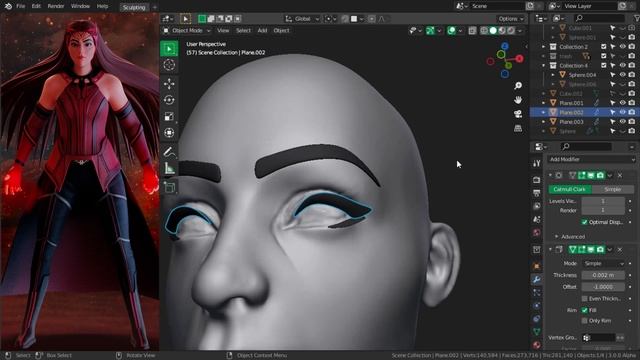 Part 1 of sculpting Marvel's Scarlet witch in Blender Timelapse | Fanart смотреть онлайн