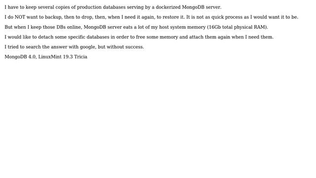 Databases: Is it possible to detach some specific database from MongoDB Server? смотреть онлайн