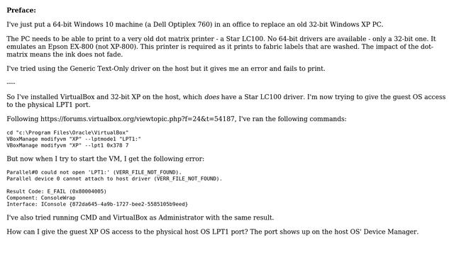Can't give VirtualBox guest OS access to host physical LPT1 port (2 Solutions!!) смотреть онлайн