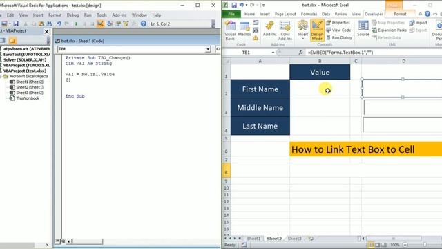 How to Link textbox contents to a specific cell in Excel. смотреть онлайн