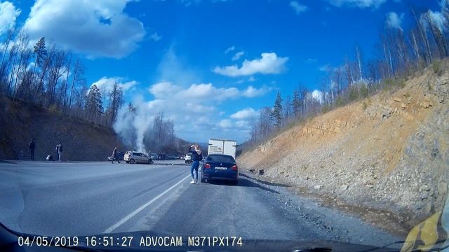 (18+) Лобовое столкновение. г. Сатка 4.05.2019г.