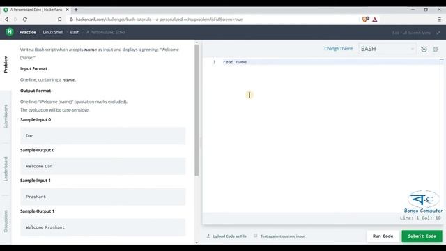 Learn How to Solve Hacker Rank Competitive Prog Linux Shell Bash Script #003 A Personalized Echo смотреть онлайн