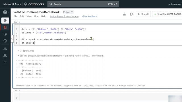 11. withColumnRenamed() usage in PySpark | Azure Databricks | Azure Synapse Analytics смотреть онлайн