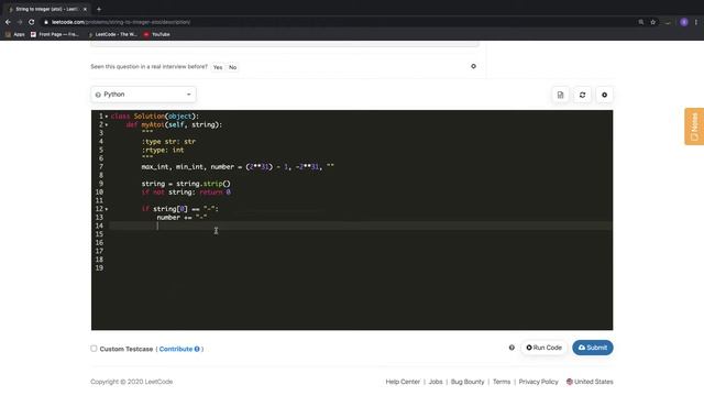Leetcode 8 String to Integer (atoi) in python смотреть онлайн