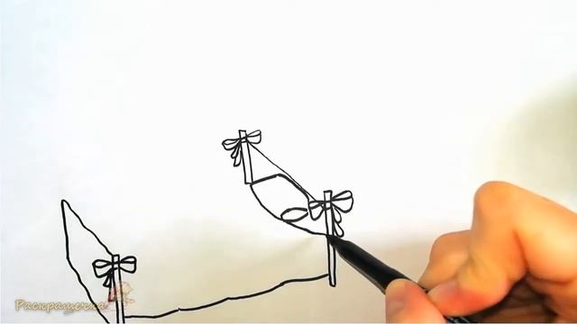 Нарисовать дом и детскую кровать. Легкий рисунок для детей с блестками. смотреть онлайн