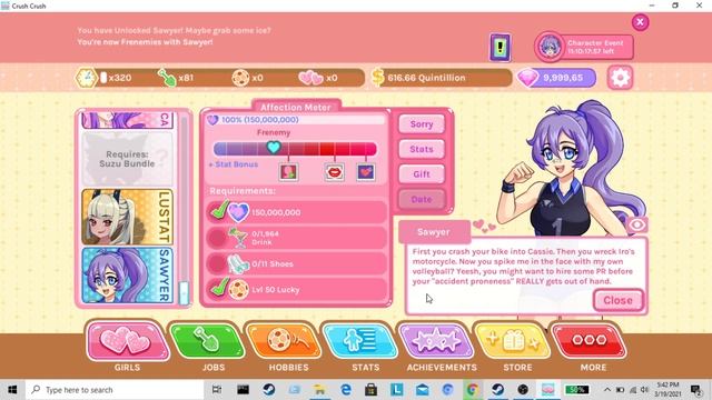 Crush Crush - I've Unlocked Sawyer Early!!