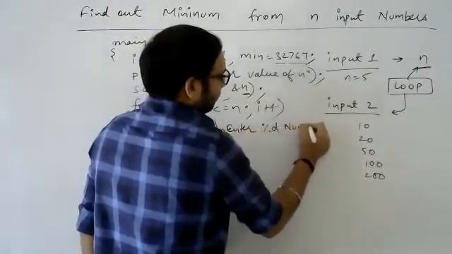 Find minimum value from n input numbers using loop in C programming | C programming video tutorials смотреть онлайн