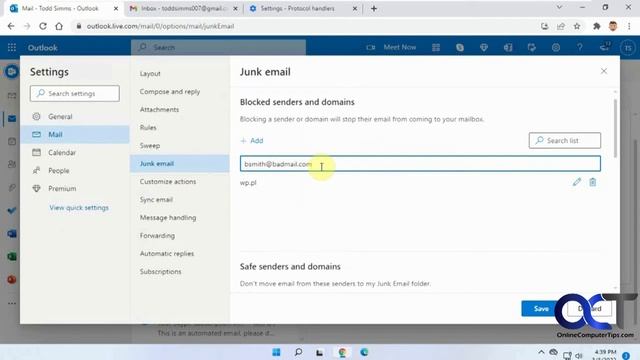 How to Block a Specific Email Address or Entire Domain in Outlook.com Webmail смотреть онлайн
