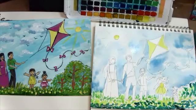 Рисуем подарок для папы. Как нарисовать воздушного змея карандашом и акварелью смотреть онлайн