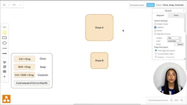 Shortcut #23 - How to clone, constrain and swap shapes in draw.io смотреть онлайн
