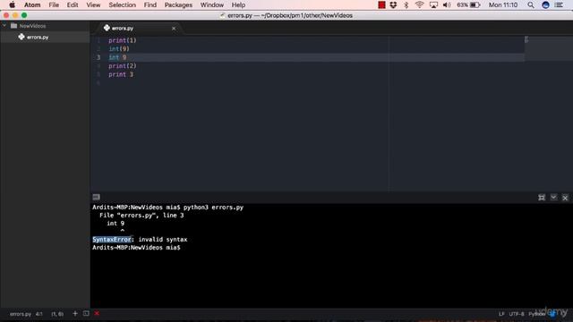 Learning Python | Real World Application| 019 Syntax Errors смотреть онлайн