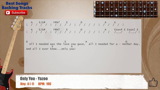 🎻 Only You - Yazoo Bass Backing Track with scale, chords and lyrics смотреть онлайн