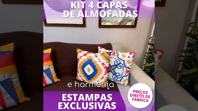 Kit com 4 Capas para Almofadas Decorativas Abstrato Colorido смотреть онлайн