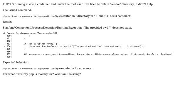 The provided cwd "" does not exist in php artisan смотреть онлайн