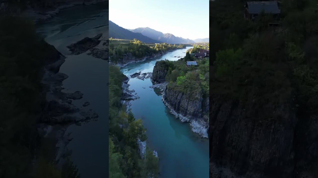 Красавица Катунь с высоты птичьего полета #алтай #катунь #россия смотреть онлайн