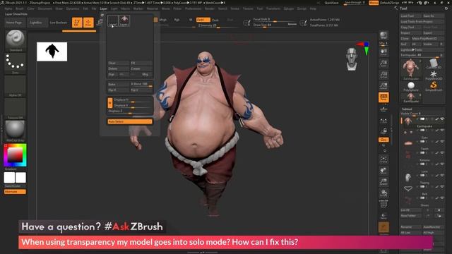 ZBrush 2021: Отключение режима соло при использовании режима прозрачности смотреть онлайн