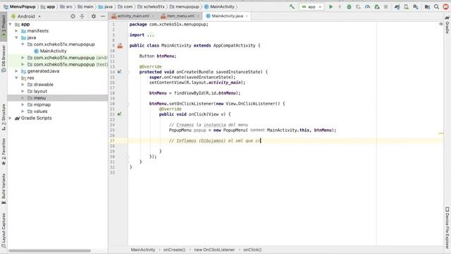Menú Popup en Android Studio смотреть онлайн