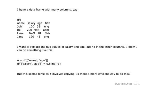 Pandas : pandas replace null values for a subset of columns смотреть онлайн