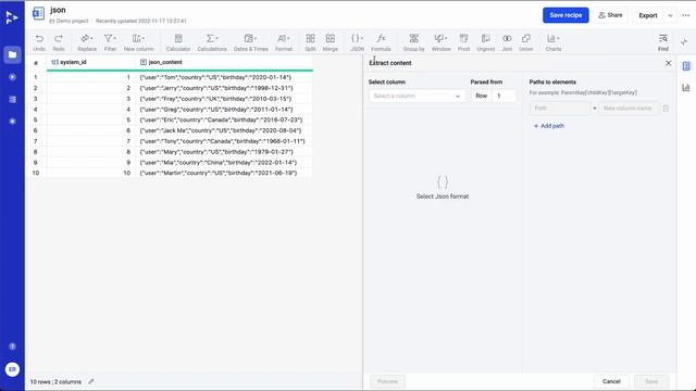 Extract content from JSON-structured text - QuickTable смотреть онлайн