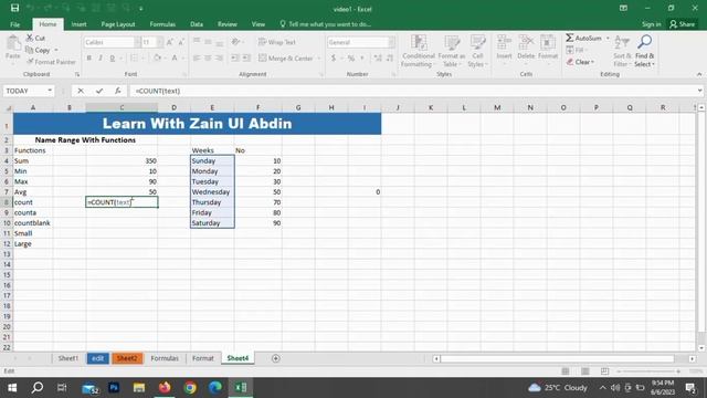 Ms Excel Name Range With Funtions(Max,Min,Counta,CountBlank) смотреть онлайн