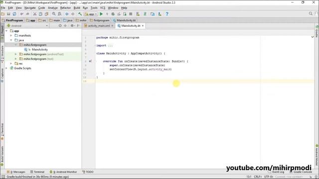 #1 Kotlin Android Tutorial | Hello World Program смотреть онлайн