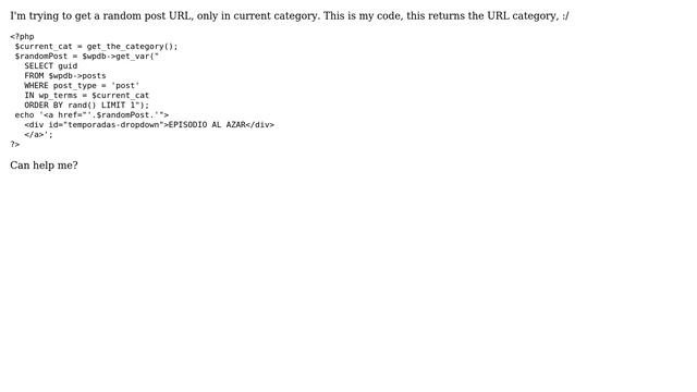Wordpress: Random post category URL смотреть онлайн