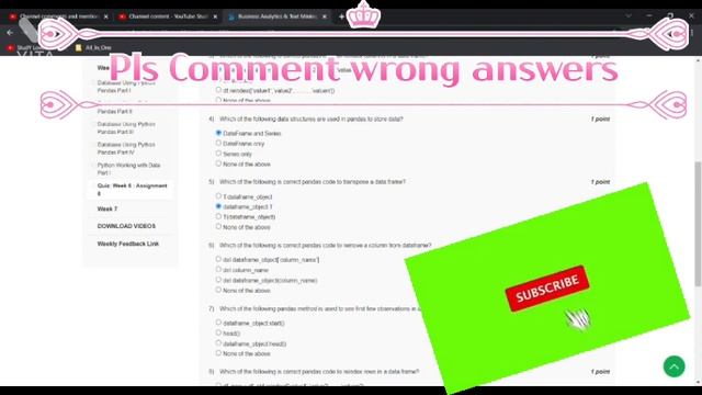 Week 6 | Assignment 6 | Business Analytics & Text Mining Modeling Using Python | | NPTEL Solution | смотреть онлайн