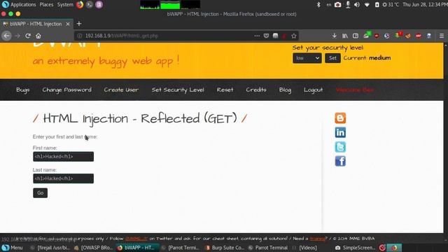 bWAPP HTML Injection Reflected (GET) and (POST) Medium Level смотреть онлайн
