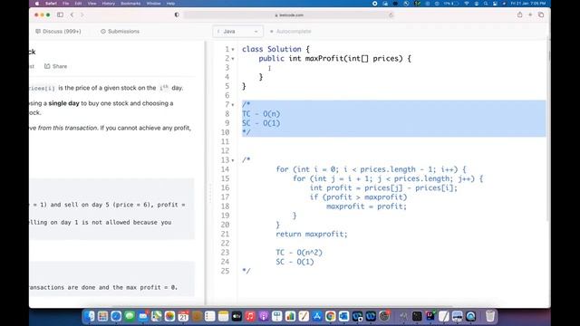 Leetcode-121 Best Time to Buy and Sell Stock - JAVA смотреть онлайн