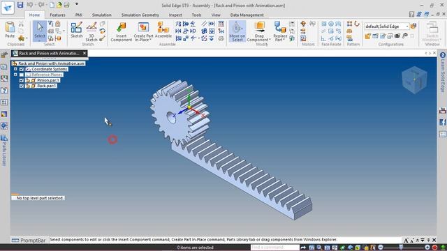 Rack and Pinion with Animation (Solid Edge Tutorial) смотреть онлайн