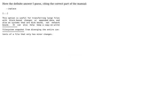 Does rsync --inplace write to the entire file, смотреть онлайн