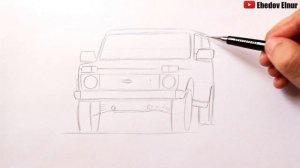 Как нарисовать машину Ниву | Ehedov Elnur