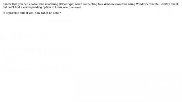 Enable ClearType with Linux remote desktop
