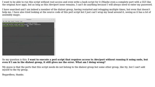 Acer 5750G/5755G Perl script requires access to /dev/port смотреть онлайн