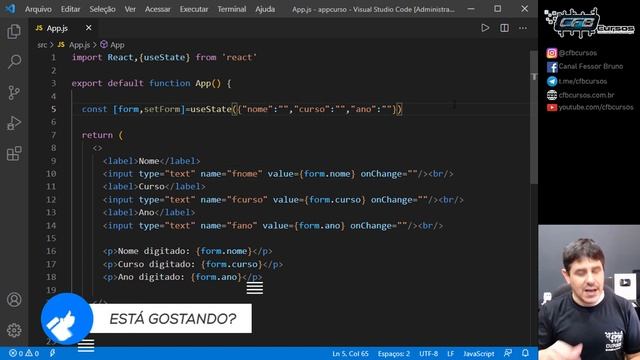 Manipulando objetos com State. Somente um state para vários componentes - Curso de React - Aula 15 смотреть онлайн