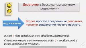 Русский язык. Бессоюзное сложное предложение. Запятая и двоеточие в нём. Видеоурок