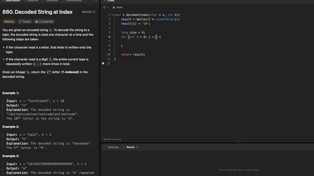 Leetcode 880 Decoded String at Index - c смотреть онлайн