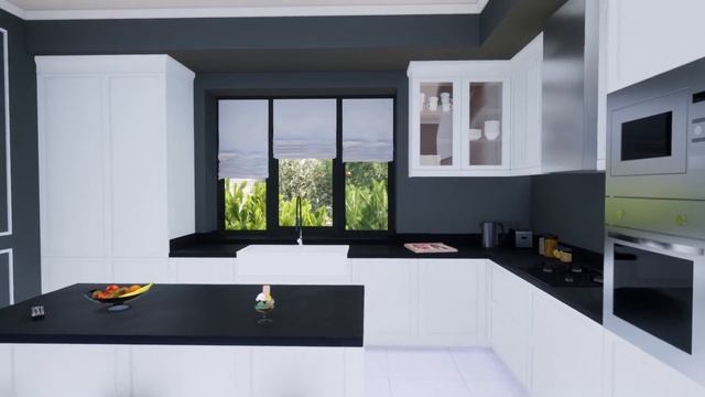 Кухня с островом, неоклассика, белая | TREND | Мебель | SketchUp, TWINMOTION смотреть онлайн