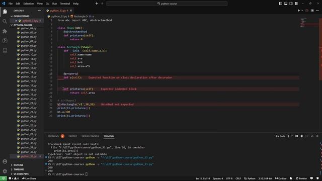 Python Course - Abstract Base Class and Property Decorator смотреть онлайн