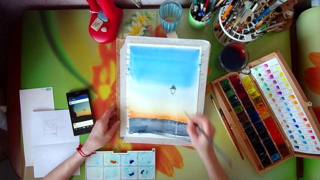 Мастер-класс #10 Картина акварелью. Фонарь. смотреть онлайн