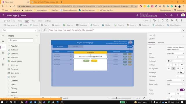 How to create a popup or alert box in PowerApps смотреть онлайн