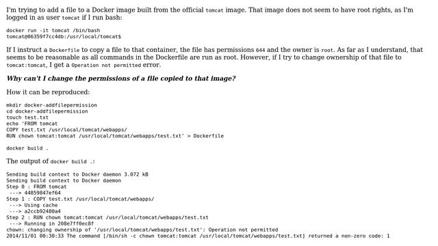 DevOps & SysAdmins: How to add a file to a docker container which has no root permissions? смотреть онлайн