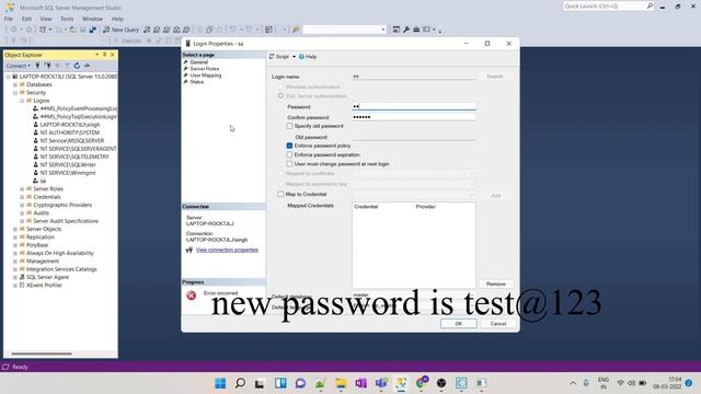 Change SQL server authentication mode & Enable "sa" user in Microsoft SQL Server studio Management смотреть онлайн