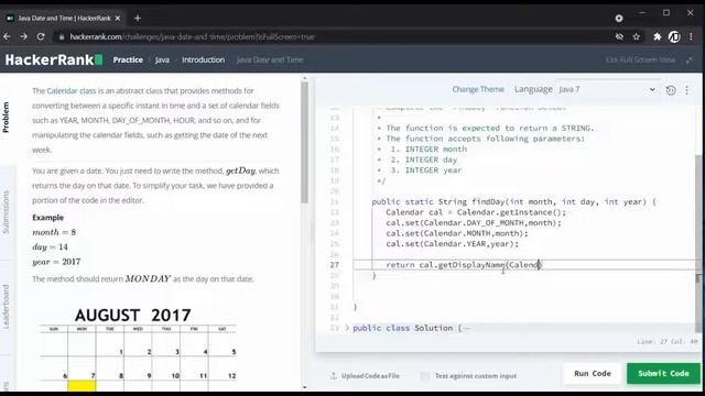 HackerRank - Java Date And Time смотреть онлайн