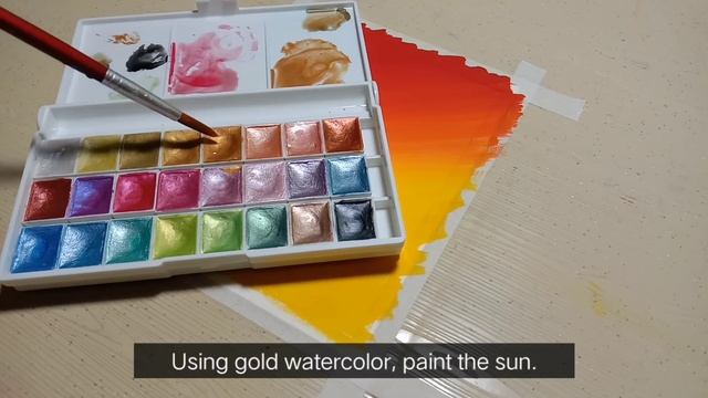 Easy Golden Sunset Poster Color Painting for Beginners | Step-by-step Tutorial смотреть онлайн
