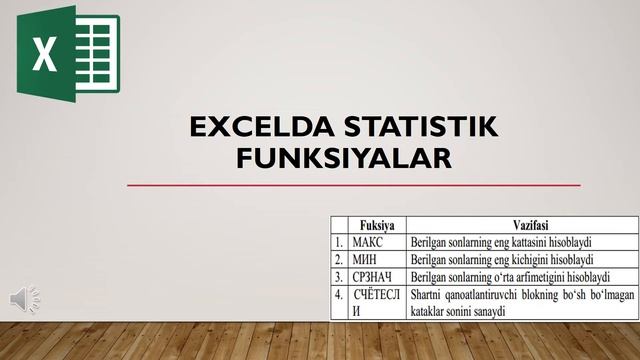 Excelda statistik funksiyalar смотреть онлайн