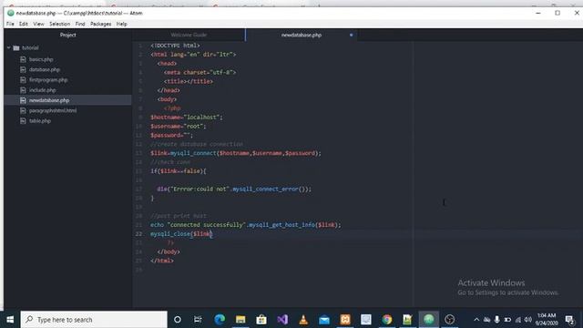 CREATING DATABASE CONNECTION AND TABLE USING PHP AND SQL смотреть онлайн