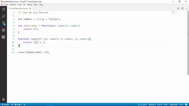 Tipo de una función | Funciones como parámetros | Funciones | Programando en TypeScript смотреть онлайн