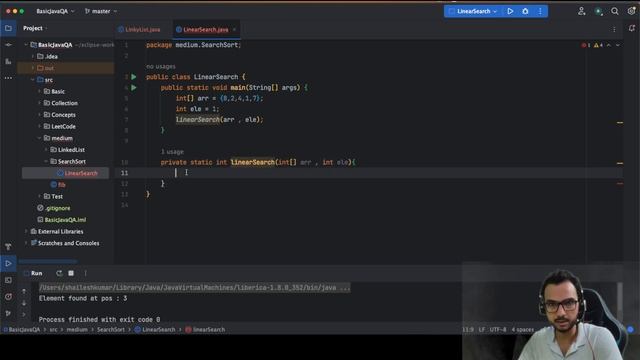 Linear Search - Java programs for QA | Searching and Sorting смотреть онлайн